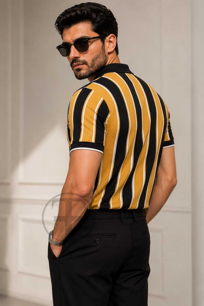 Mustard Black Stripe Polo