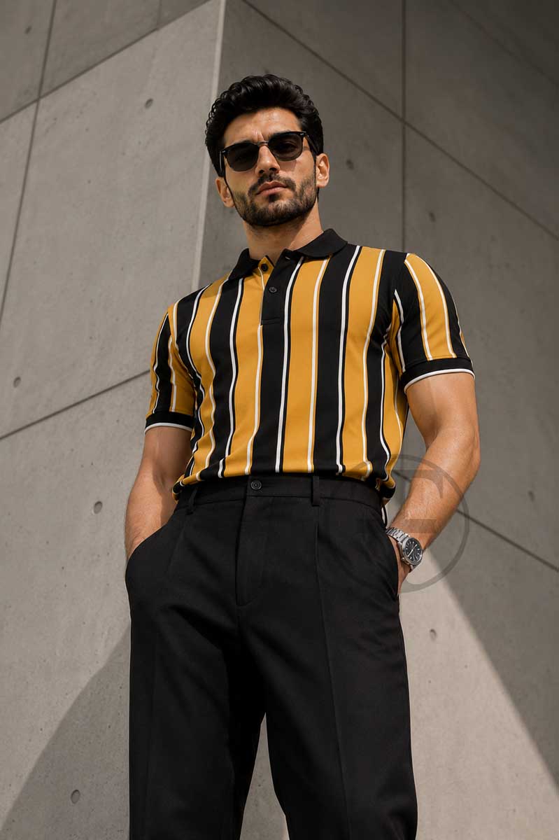 Mustard Black Stripe Polo
