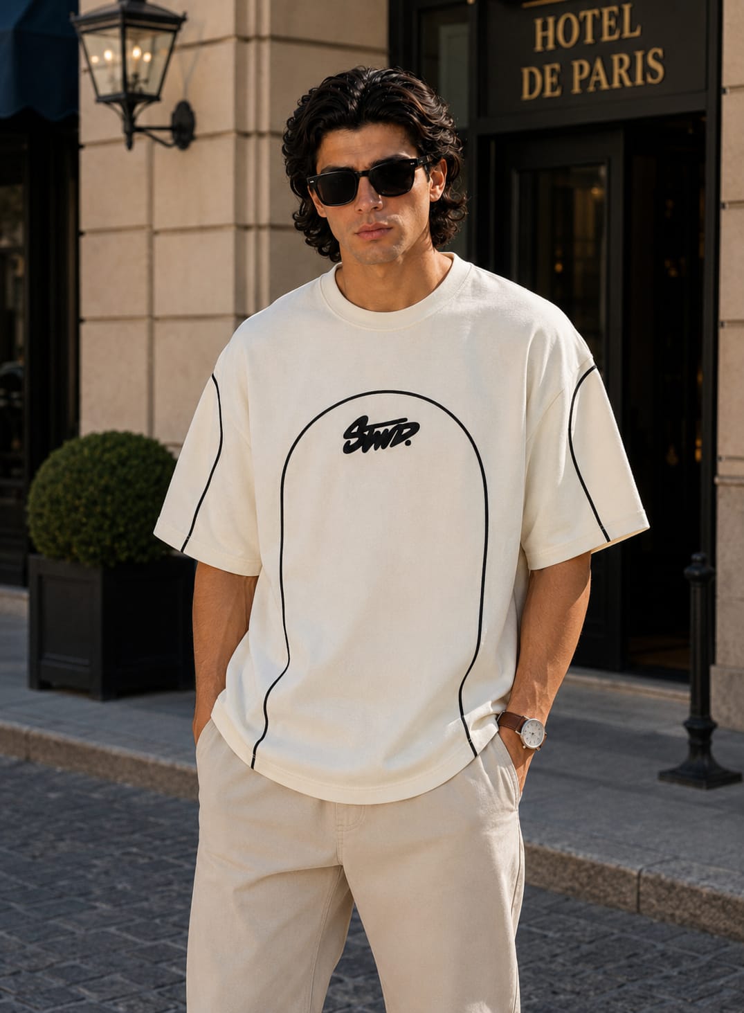 Oversized Shirt with White Piping