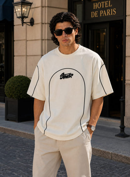 Oversized Shirt with White Piping