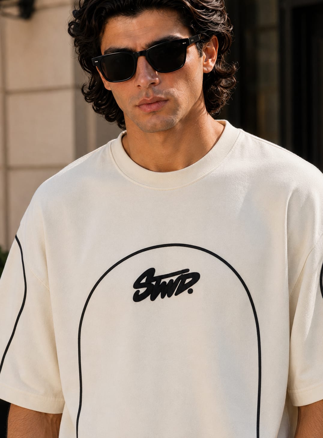 Oversized Shirt with White Piping